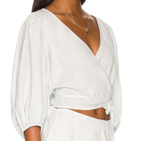 NWT,Young,Fab&Broke, Port Top, Wrap-Around in White, Tie in Front or Back, S - Picture 3 of 15